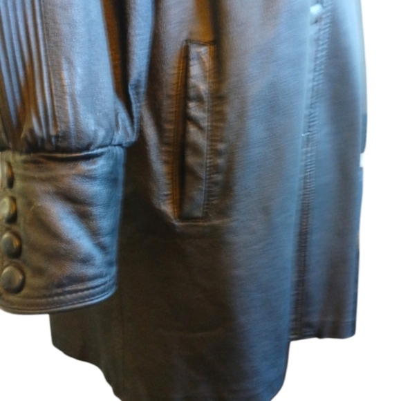 Vintage Women’s Black Leather Coat by KC Direct 3/4 Length Jacket Size Large - Picture 5 of 12